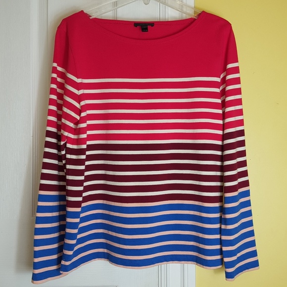 J. Crew Stripe Longsleeves Top Large - Picture 1 of 8
